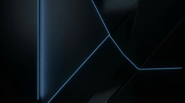 Abstract Dark Geometric Background with Blue Light Edge