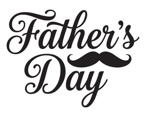 Fototapeta premium Father's Day calligraphy lettering with mustache black vector illustration