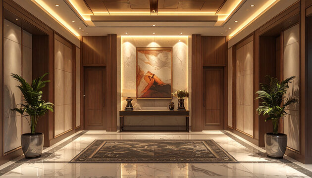 Elegant hotel entrance interior design