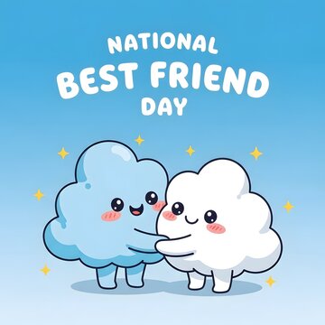 Cute cloud friends celebrating best friend day