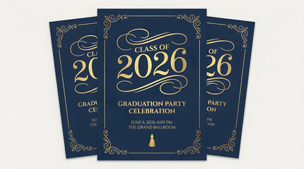 Naklejka premium Stack of Class of 2026 graduation announcements