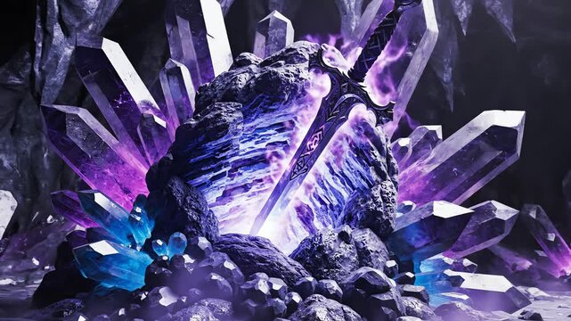 Vibrant Purple Crystal Cave Formation.