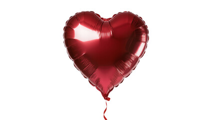 Obraz premium Red metallic heart-shaped balloon with ribbon