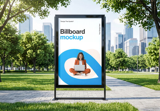 Modern Outdoor Billboard Mockup in City Park