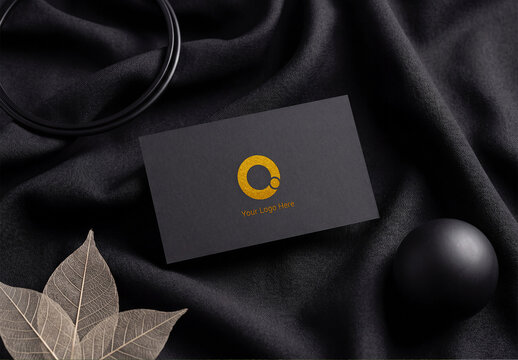 Gold Foil Logo Mockup on Silk Fabric Background