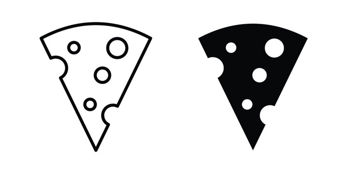 Cheese slice icon symbol. Editable stroke. vector icons