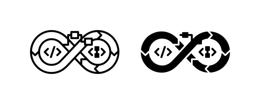 DevOps Infinity Loop Icon Set, Continuous Integration and Delivery Symbols, Software Development Workflow, Agile Process Icons