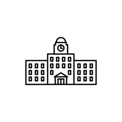 Fototapeta premium Campus Building Icon Black Outline Vector Illustration Isolated