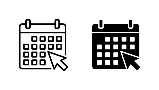 Calendar Icons Set, Date Planner Symbols, Appointment Scheduling Graphics, Event Planning Vector Icons, Clickable Calendar Interface Elements