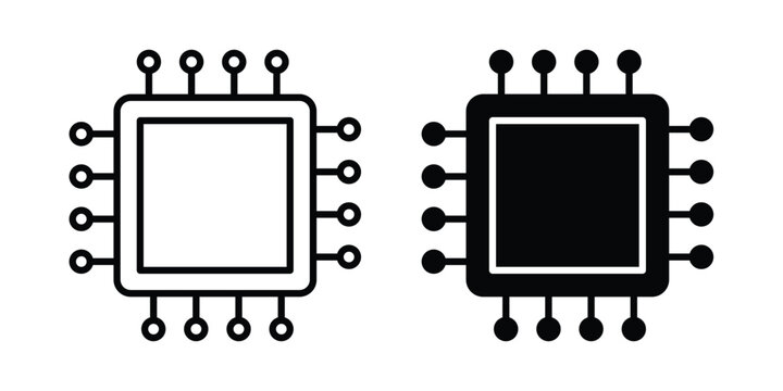Computer microchip icon symbol. Editable stroke. vector icons