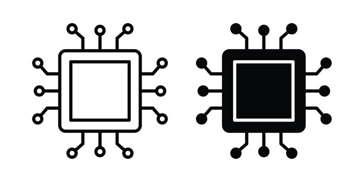 Computer microprocessor icon symbol. Editable stroke. vector icons