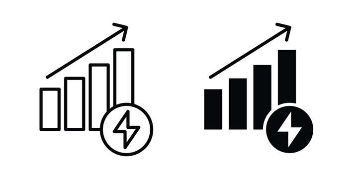 Energy increase icon symbol. Editable stroke. vector icons