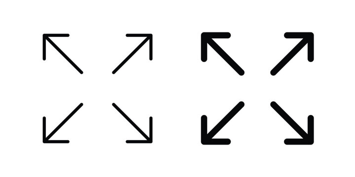 Expand arrows icon symbol. Editable stroke. vector icons