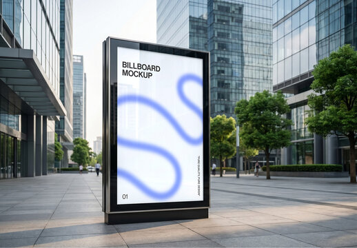 City Street Digital Billboard Signage Mockup
