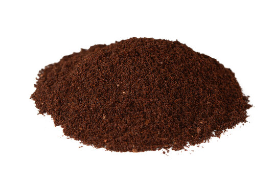 A pile of coffee powder on a white background.