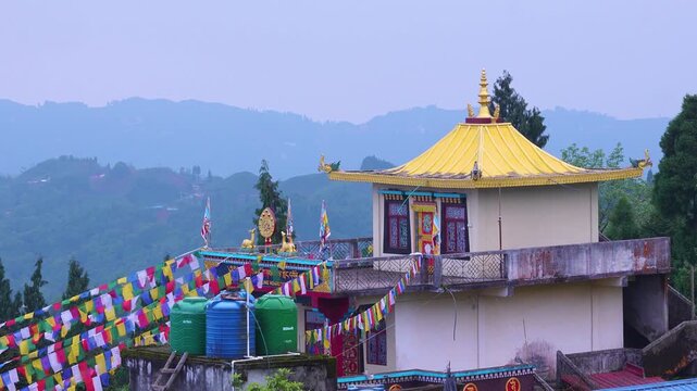 Scenic Monastery in Darjeeling Hills with Mountain View