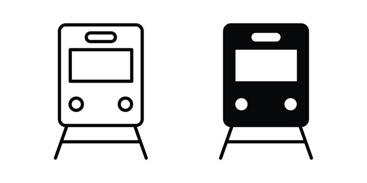 Metro train icon symbol. Editable stroke. vector icons