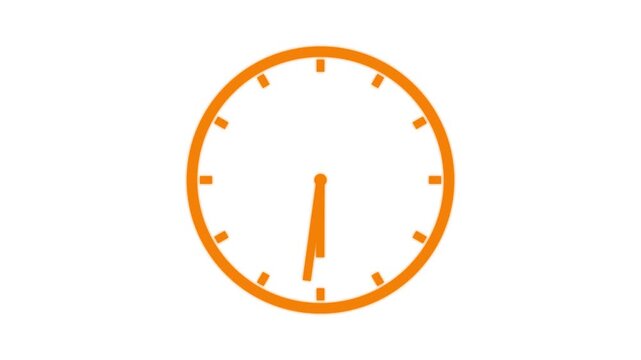 Twelve hours clock run, moving time arrows, 12 hours clock dial loop, twenty-four hours time lapse animation, Hours appear on a white background with alpha channel.clock icon animation.4k video
