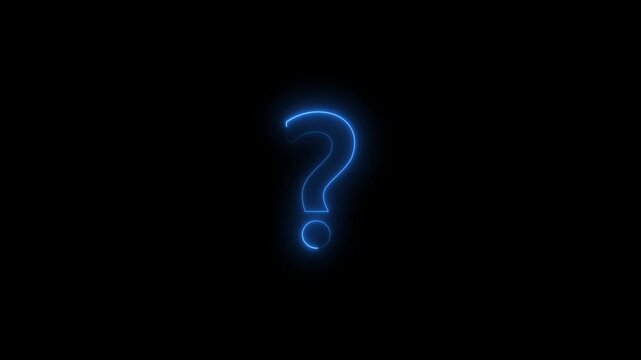 Neon glowing question mark icon.