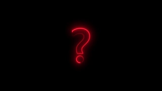 Neon glowing question mark icon.