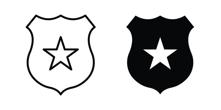 Police badge icon symbol. Editable stroke. vector icons