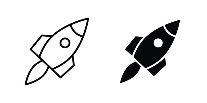 Rocket launch icon symbol. Editable stroke. vector icons