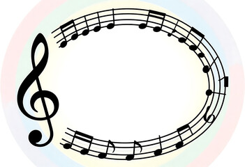 Fototapeta premium Abstract music score frame featuring a large black g-clef symbol
