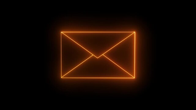 Glowing neon message box icon animation video notice receive massage animated sign symbol. Message mail box,
