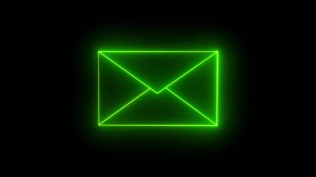 Glowing neon message box icon animation video notice receive massage animated sign symbol. Message mail box,