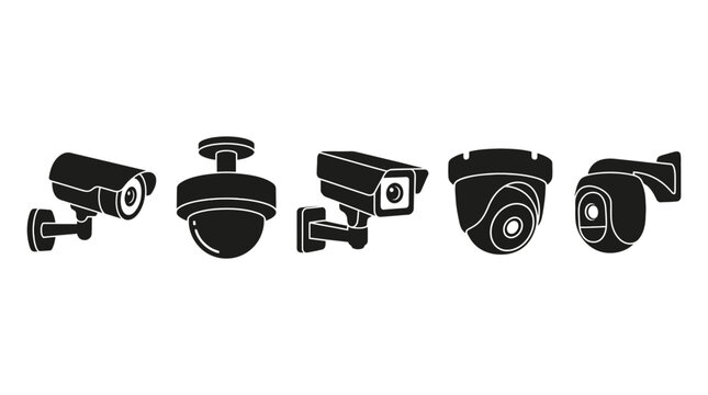 UntitledSecurity Camera Line Icons Set &ndash; Surveillance and CCTV Symbols for Safety, Monitoring and Protection Systems