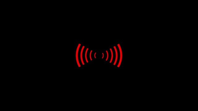 Abstract neon circle radio waves looping background. Searching process in futuristic interface. Radar signal concept. Vibrant neon background illustrates wireless communication. Neon radio wave signal