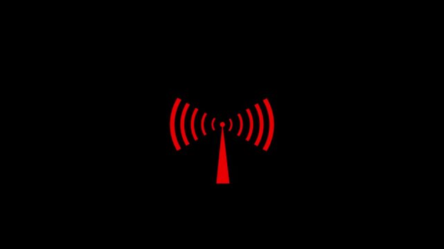 Digital Radio wave circle background. Radio station signal tower icon 4k animation.