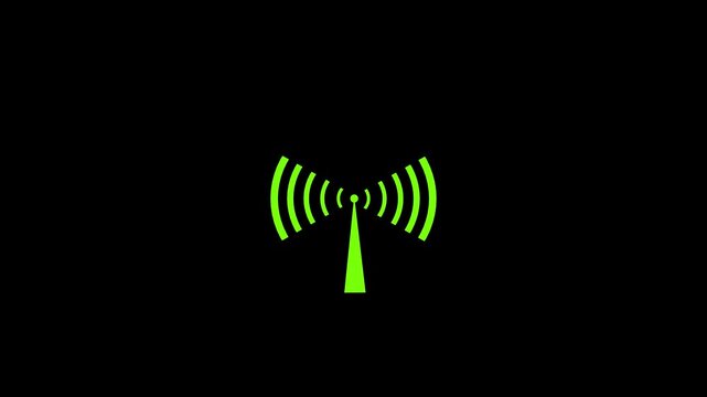 Digital Radio wave circle background. Radio station signal tower icon 4k animation.