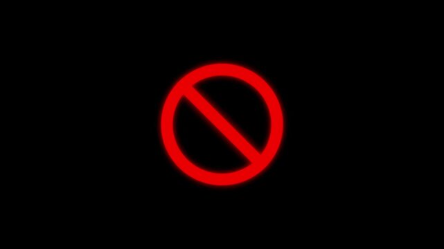 Ban and block icon animation for restriction and prohibited access concept Not allowed animation I no alchol Blocked Error text animation
