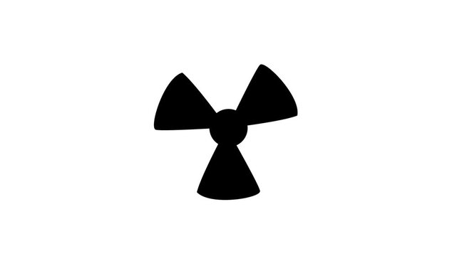 Radiation icon button animation with white background.