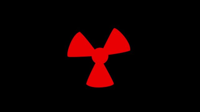 Radiation icon button animation with black background.
