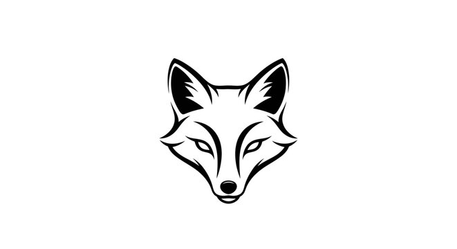 Black and white fox head portrait.