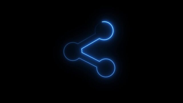 Share glowing neon icon. Glowing sign logo icon animation.
