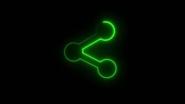 Share glowing neon icon. Glowing sign logo icon animation.