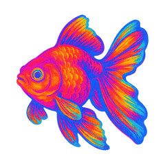Fototapeta premium PNG Vibrant neon goldfish illustration