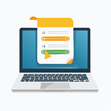 Laptop Displaying Online Survey or Checklist