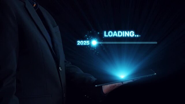 Visualizing the shift from 2025 to 2026. Progress bar symbolizing advancement, strategic foresight, yearly goal-setting, and business transformation for the upcoming year. Elide