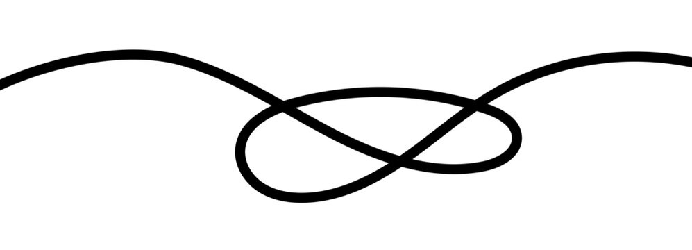 Line curve cable and squiggle abstract drawing with tangle wavy thread. Curvy black pattern and squiggly long wire with continuous doodle vector. Rope line cord and marine squiggle knot