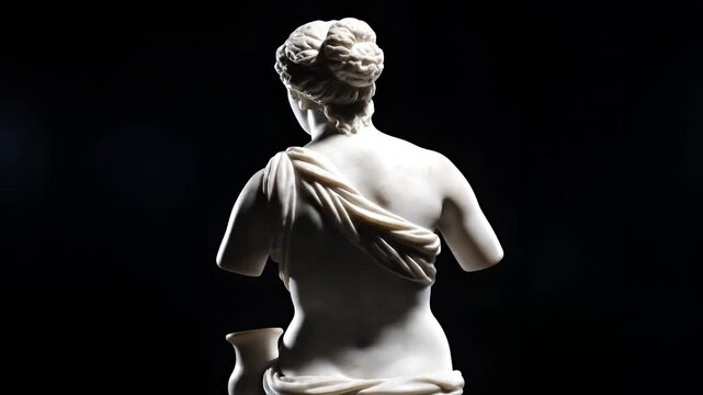 Ancient Greek Sculpture of Venus de Milo in Dramatic Lighting.