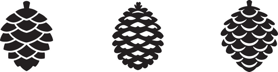Christmas pinecone silhouette vector icon for holiday decoration and winter festive design set. © Mst.Atina