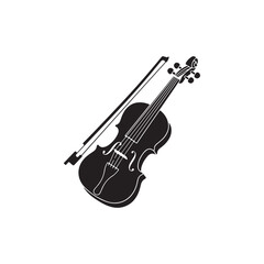 Fototapeta premium Violin silhouette vector illustration on white background