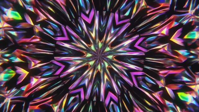 万華鏡の模様が無限に回転し変化するループ