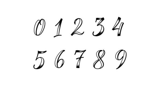 elegant handwritten numbers 0-9 perfect for design and illustration projects