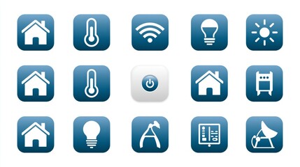 Fototapeta premium Smart home icon set. Concept of house wireless control. Technology system. User button. Vector illustration isolated on white background.