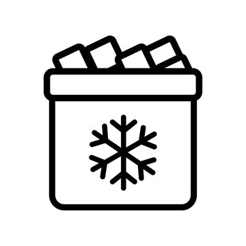 Minimalist ice bucket vector icon with snowflake symbol. Clean line art outline illustration for bar menu and app interface
